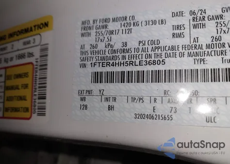 2024 Ford Ranger Xlt from USA, damaged, VIN 1FTER4HH5RLE36805